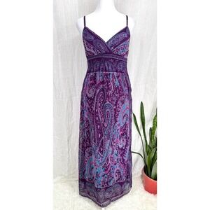 Purple Y2K Babydoll Maxi Dress Women S Paisley Boho Indie Fairy Whimsigoth Sheer